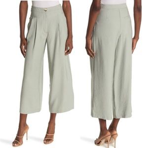 Topshop Sandy Pleated Wide Leg Pants in Light Green